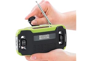 infactory Handkurbel Radio: Solar- und Dynamo-Kurbel-Radio mit LED-Licht, LCD-Display (Notfallradio mit LED-Lampe, zum Kurbeln, Ladegerät Batterie)