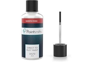 Paintsmiths Direct to Rust Metal Paint – Smooth Gloss Finish – Anti Rust – 30ml Bottle & Brush – All in One Paint ideal for Gates, Railings, Furniture, Radiators – Indoor & Outdoor Use (White)