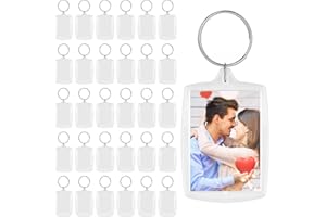 Hengxinc 15 Pcs 46x32mm Photo Keyrings, Blank Double Sided Personalised Keyring Photo, Acrylic Photo Keyring, Blank Keyrings for Photos, Blanks with Split Ring for Personal Photo Crafts