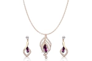 Crystalline Azuria Kristalle Simulierter Amethyst Schmuck-Set Halskette Anhänger 45 cm Ohrringe 18 kt Rosé Vergoldet für Damen