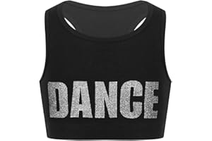 ranrann Tank Top de Yoga Danza para Niñas Chaleco Corto de Baile Moderno Estampado de Letra Sujetador Deportivo de Running Fitness Top Deportivo Niña