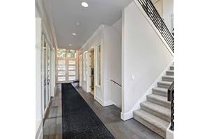 runrug Hallway Runner Rug - Non Slip Carpet Runners for Hallways, Kitchen, Corridors & Caravans - Stain Resistant Dirt Stopper - 80cm Wide x 240cm Long - Black Aztec