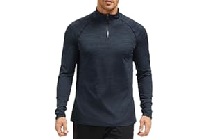 AMZSPORT Herren Laufshirt 1/4 Reißverschlus Langarm Funktionsshirt Sportshirt für Gym Fitness Training