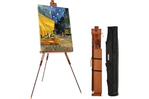 ‎VISWIN VISWIN Verstellbare Dreibein Staffelei mit Tasche und 2 Ablagen, Hält Leinwand bis zu 112cm, Tragbarer Buchenholz Staffelei Groß, Faltbare Leinwand Ständer für Erwachsene, Künstler, Studenten