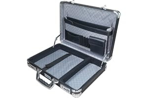 HMF 14651-02 Aluminiowa walizka męska z kłódką szyfrową czarna 45 x 33 x 11 cm