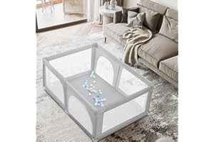 KEDIA Laufstall für Kinder, für Wohnung, Laufstall mit 4 unteren Saugnäpfen und Reißverschlusstür, Babyspielstall mit weichem atmungsaktivem Netz, Zaun für Babys, Oxford-Stoff (A-180 x 120 x 66 cm,