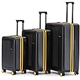 MOKOBARA Polycarbonate The Transit Luggage Poly-Carbonate Hard Sided 8 Spinner Silent Ninja Wheels (Black and Yellow (Limited Edition) 2.0 Set of 3 74 cm Trolley), Small, Medium and Large, Black