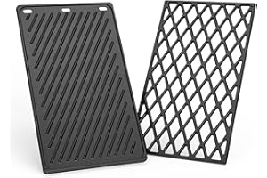 Onlyfire Plaque de Cuisson et Grille de Cuisson en Fonte, Plaque Réversible pour Weber Spirit I & II 200 Série Gril à Gaz (avec Boutons de Commande Avant), Pièces de Rechange Grille pour Weber 7637