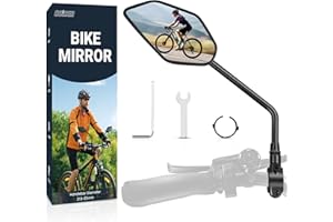 COICER Rétroviseur de Vélo pour Vélo Électrique Gauche HD Rotatif à 360° et Pliable, Surface de Miroir Extra Large, Verre Véritable Résistant aux Chocs