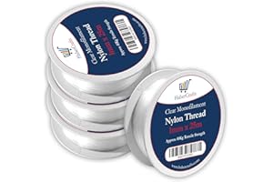 HABERCRAFTS Hilo de Nailon Transparente de 1 mm, Hilo Invisible no elástico para Pescar, Hilo de Coser de plástico Transparente para Colgar Decoraciones, Manualidades, Fiestas, Arco de Globos, Cuentas y