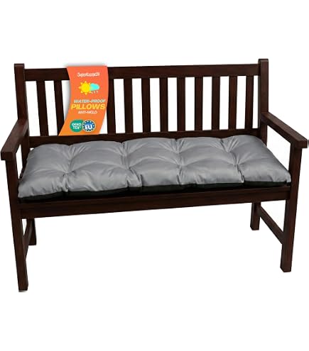 JORTUIO Bankauflage Sitzkissen – 100x50 Cm, 8 Cm Dick, Rötlichbraun, Mit Befestigungsband, Für Gartenbank & Terrasse