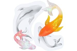 MUSYKRAFTIES Moldes de silicona de resina epoxi Goldfish Koi Fish Jewelry Making Supplies, para fondant Cake Decorating Baking, cemento hormigón arcilla polimérica, carpa grande y pequeña 2 paquetes