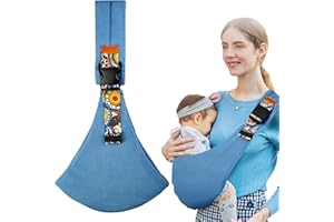 MEIFIYU Toddler Carrier Regolabile,Fascia Laterale Porta Bambino Ergonomico,Fascia Marsupio Neonato Adatto a Neonati di Peso Compreso Tra 4.5 e 27.6 Kg,Fascia Porta Neonato(Blu Semplice)