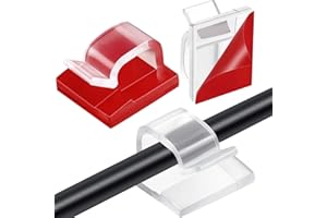 Maitys 60 Pieces Outdoor Cable Clips Christmas Adhesive Hooks Cable Management Wire Light Clips Cord Hider Organizer for Fairy Light Under Desk, Wall, Car and Electric Wires(Medium,Clear)