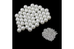 WedDecor Confezione 100 Elegante Perla Rivetti Borchie Rotondo Con Unghie per Decorazione Abbigliamento, Fai da Te Pelle Abbigliamento Borsa Decorativo Matrimonio Perle, 6mm