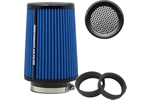 JOURNDREAM Filtre à air conique universel 76 mm, 89 mm, 101 mm, haute performance, entrée d'air, cône rond, filtre à air nettoyant pour voiture de course, sport, 3 tailles en 1 (bleu-gris)