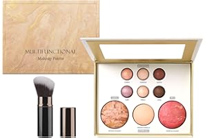 SHEBEEDO All-in-one Makeup Set with Brush,Baked Starter Makeup Palette Kit, Women and Teens Makeup Gift Set Gift Surprise, Includes Bronzer, Blush, Highlighters and 6 Eyeshadows (01)