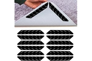PRYON 12 Pcs Rug Gripper for Carpeted Floor,Sticker Anti-Slip Mat Edging Tape Clip Trapezoidal Pads Wooden Stopper Reusable Corners Creep Para Runner Strong Ruggies 25*130MM,for Home Office Laying Fixing