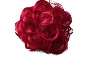 CAISHA XL Postizo Coletero Lazo Para El Pelo Voluminoso Ondulado Cabello Sintético Rojo G28E