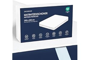 ‎JACOBSON JACOBSON Matratzenschoner 200 x 200 cm - wasserdichte Matratzenauflage - atmungsaktiver Matratzenschutz (200x200cm)