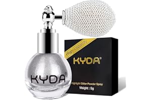 KYDA Ownest Glitter Powder Spray, Glitter Highlighter Spray Shimmer Sparkle Powder Makeup Spray for Face Body Cosmetic- Metallic Silver