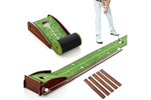 LIFEZEAL Tapis de Putting de Golf avec 1/2/3 Trous et Retour Automatique, Tapis d'Entraînement de Golf avec Boche, Enroulable et Portable, 3 Balons de Golf, Intérieur et Extérieur