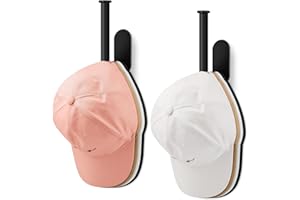 Fabaoday Hutablage Garderobe für Baseballmützen [2er-Pack] - Wandmontage Hut & Perückenhalter,Selbstklebende Edelstahl Cap Halterung Wand - Cap Aufhänger für Schlafzimmer oder Umkleidekabine