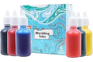 Scola Marbling Ink, 6 Assorted Colours, 25ml Bottles, Marbled Patterns, School Supplies, Art and Crafts Projects, Children's Craft Projects, For Kids
