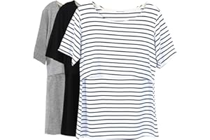 Smallshow Women's Nursing Tops Short Sleeve Layered Design Breastfeeding Shirts