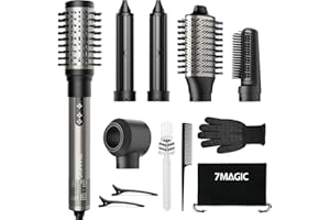 ‎7MAGIC 6 in 1 Airstyler, Ionen Föhn, Multifunktionaler Hairstyler, 110000 U/Min, Professioneller Warmluftbürste, Lockenstab Automatisch, Glätteisen, Zum Styling, Volumisieren, Locken und Glätten
