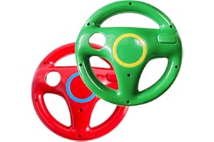 NBCP DOYO 2 Packs Mario Kart Racing Games Steering Wheel Compatible for Wii Remote Controller (Red and Green)