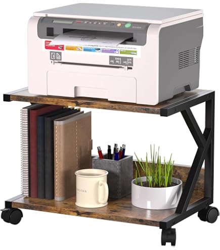 Support D'imprimante Roulant Sous Bureau Nordivo - Bois, Tiroir, Roues Verrouillables, 68x40 Cm