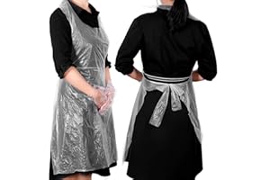 URFEDA Delantales desechables de plástico semitransparente, 100 unidades, 75 x 110 cm, resistente al agua, delantal de cocina, restaurante, floristería, panadería, tienda, hotel