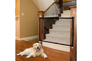 Uposao Rejilla de protección para puerta de perros, rejilla de protección para escaleras, portátil, barreras de protección para perros, Magic Gate, plegable, rejilla de protección para mascotas,