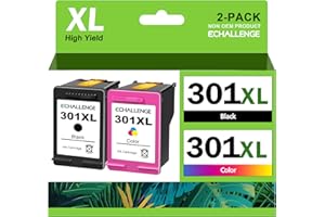 ECHALLENGE 301 XL Druckerpatronen Multipack Ersatz für HP 301 für HP Deskjet 2540 1000 1010 1050 Envy 4500 5534 4502 Officejet 2620 2622(1Schwarz 1Farbe,2-Pack)