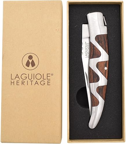 Couteau - LAGUIOLE BOUGNA - manche en bois marron - lame en acier inoxydable - 10cm de longueur
