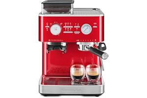 KitchenAid Machine a Café Grain - Machine à expresso semi-automatique - Machine Expresso et Cappuccino avec broyeur à café conique intégré - pot à lait 355 ml - Pomme d'amour
