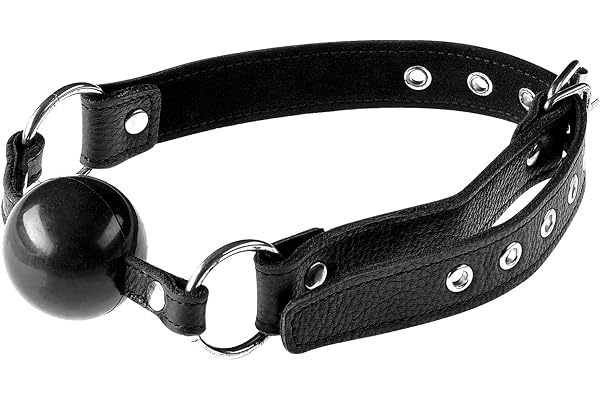 Leather SM Bâillon à Boule Noir en Cuir