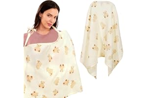 EMBHLITFE Breastfeeding Cover,Nursing Cover with Adjustable Strap,360°Full Privacy Baby Breast Feeding Cover,Muslin Cotton Pumping Cover for Mum Car Seat Baby Blanket Stroller Coverall