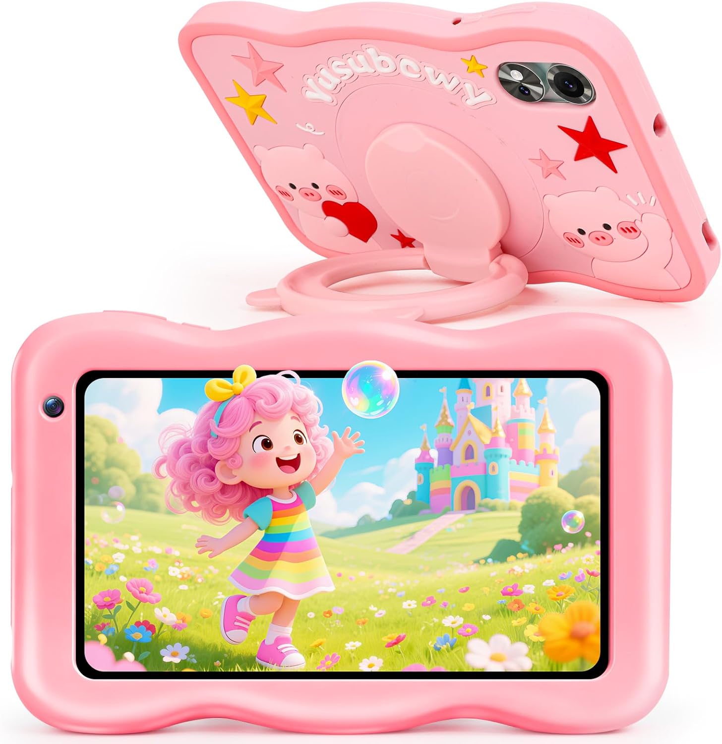 YUSUBCWY Kids Tablet 10 inch, Android 15 Tablete for Kids, 20(6+14) GB RAM+129GB ROM, Parental Control, Kids Software Pre-Installed, Android Learning Tablet with Proof Case (Pink)