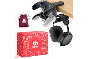EURPMASK CHOOSE THE COLOR OF EUROPE 3-in-1 Headset&Controller Holder - EURPMASK [Xmas Gifts] Rotatable Headphone Holder w/Clamp&Detachable Controller Holder, Christmas Greeting Cards,Bag,Box, Stocking Stuffer for Gamers, Darth Vader