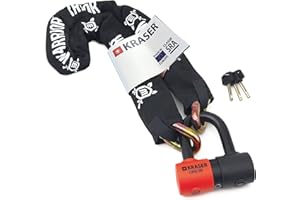 KRASER KR50120 High Security Anti Theft Chain Lock for Motorcycles + Mini U Disc Lock ø13.5/0.53in, SRA Approved, Fully Tested Versatile for Motorcycles, Scooters, Parking Anchor 120cm/3,9ft Long