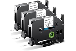 MarkField Compatibile Nastri per Etichette Sostituzione per Brother P-Touch TZ TZe-221 PT-H105 H101C H100LB/R GL200 PT-1000 1010 D400 D200 E100, Nero su Bianco 0,35 9mm x 8m, 3 Pack