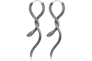 GTHIC Stainless Steel Gothic Snake Earrings For Men Women Punk Animal Serpent Hoop Dangle Earring Jewelry