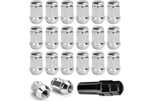 PORFOYO Tuercas de rueda M12 x 1,5, 20 unidades grandes para asiento de bellota cerradas, tapas para tuercas de rueda cromadas, tapas para la mayoría de Ford Fiesta, Focus Fusion (plateada)