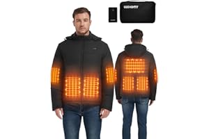 LUXHOMY Beheizbare Jacke mit 7.4V 16000mAh Akku, Beheizte Jacke für Herren Damen, 7 Heizzonen Heizjacke mit Powerbank, Wärmejacke mit Abnehmbarer Kapuze