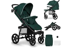 LIONELO Annet Silla de Pase Para niños hasta 22 kg 0-48M ajuste del respaldo hasta posición horizontal Capucha XXL Plegable fácil con ventana Mosquitera (Green)