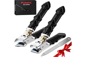FUMAX Zehennagelknipser für dicke Zehennägel, breite Backenöffnung, Nagelknipser für Männer, robuster eingewachsener Zehennagelknipser, Nagelschneider, ultrascharfe, schräge Nagelknipser mit langem Griff