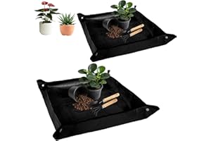AOOWU Estera de Plantación de Jardinería, 2PCS Alfombrilla de Trasplante con Botón Antifugas, Plegable Tapete Portátil Jardín, Impermeable Macetas Estera para Variedad de Trabajos de Jardinería