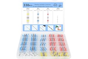 bssmmai 330 sztuk łączników lutowniczych, złączki lutownicze z wężem termokurczliwym, wodoodporne, zestaw 4 rozmiarów 26-10AWG, zestaw łączników lutowniczych, 0,25-6,0 mm², współczynnik kurczenia 3:1,